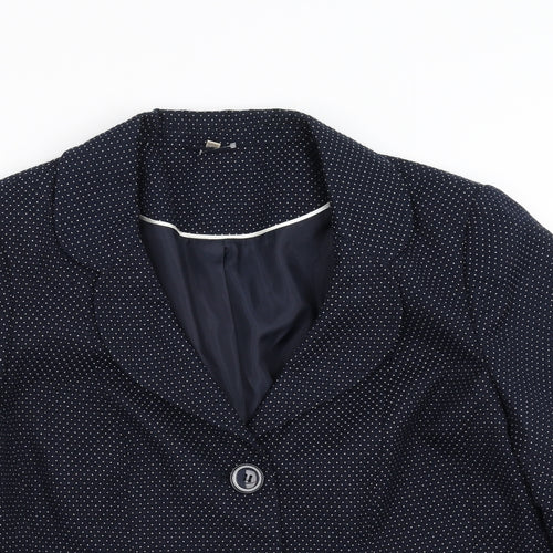 EWM Womens Blue   Jacket Suit Jacket Size 18  - dotted pattern