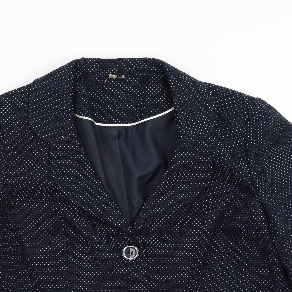 EWM Womens Blue   Jacket Suit Jacket Size 18  - dotted pattern