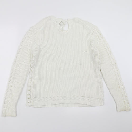 Marks and Spencer Womens White   Pullover Jumper Size M  - crochet detail