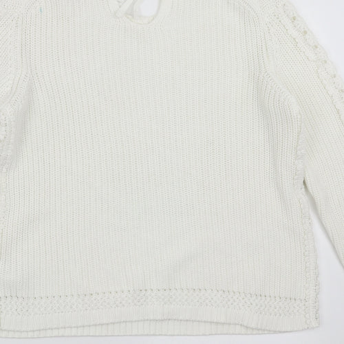 Marks and Spencer Womens White   Pullover Jumper Size M  - crochet detail