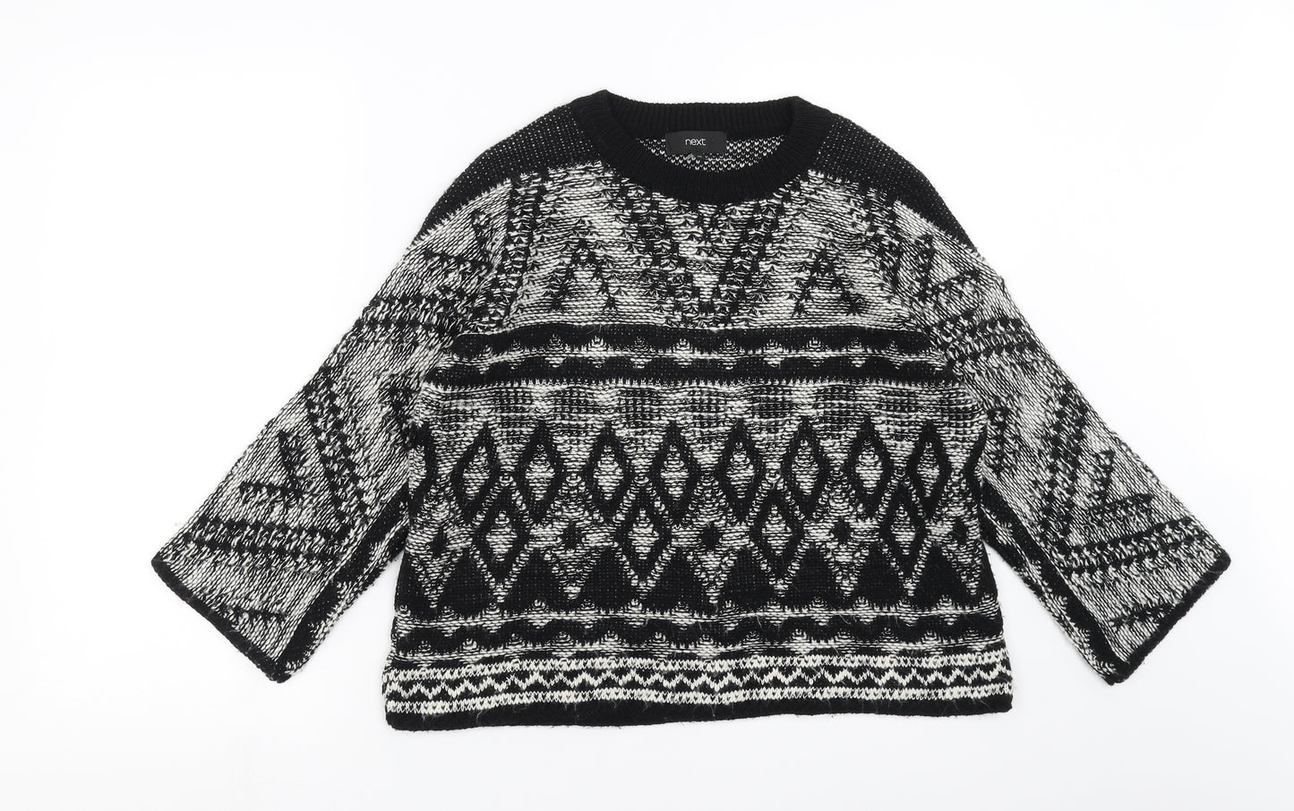 NEXT Womens Black Geometric  Pullover Jumper Size XS