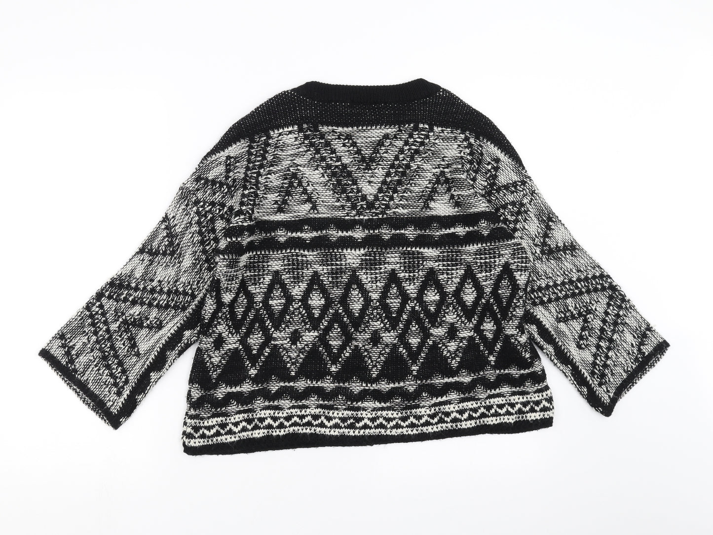 NEXT Womens Black Geometric  Pullover Jumper Size XS