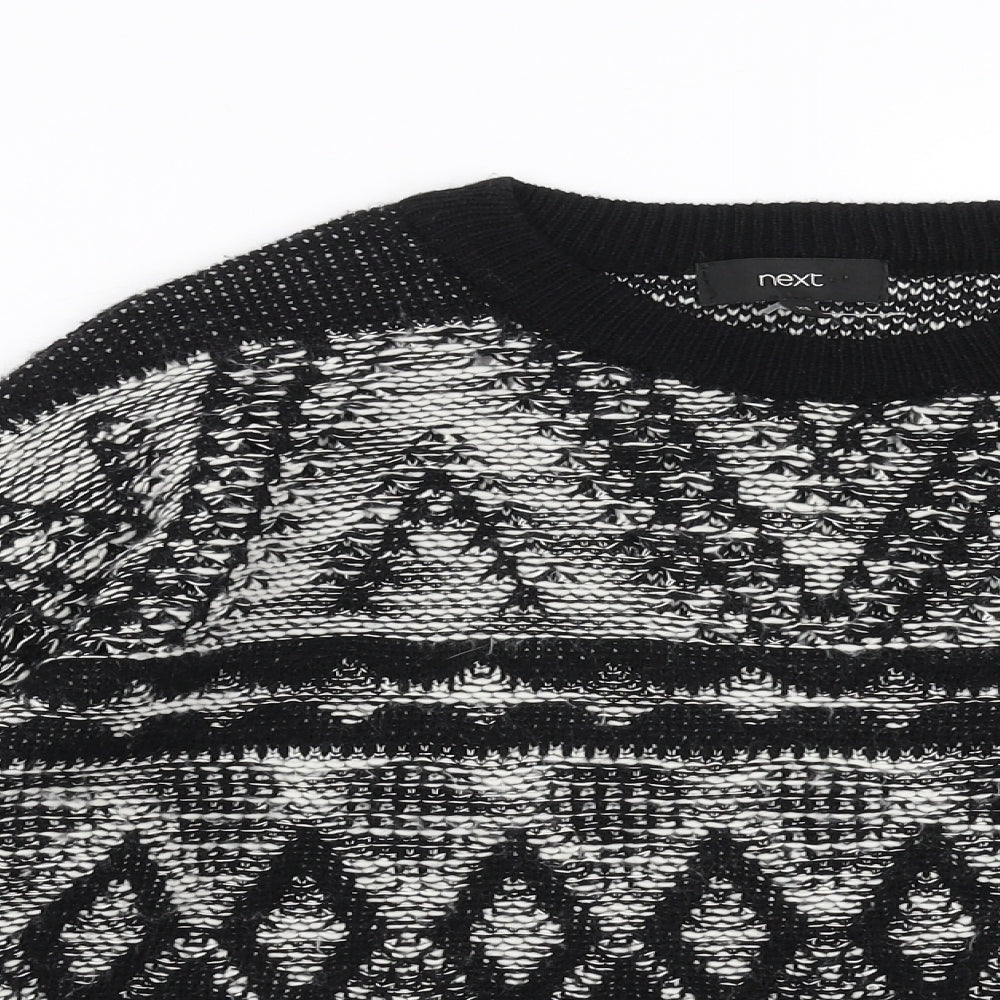 NEXT Womens Black Geometric  Pullover Jumper Size XS