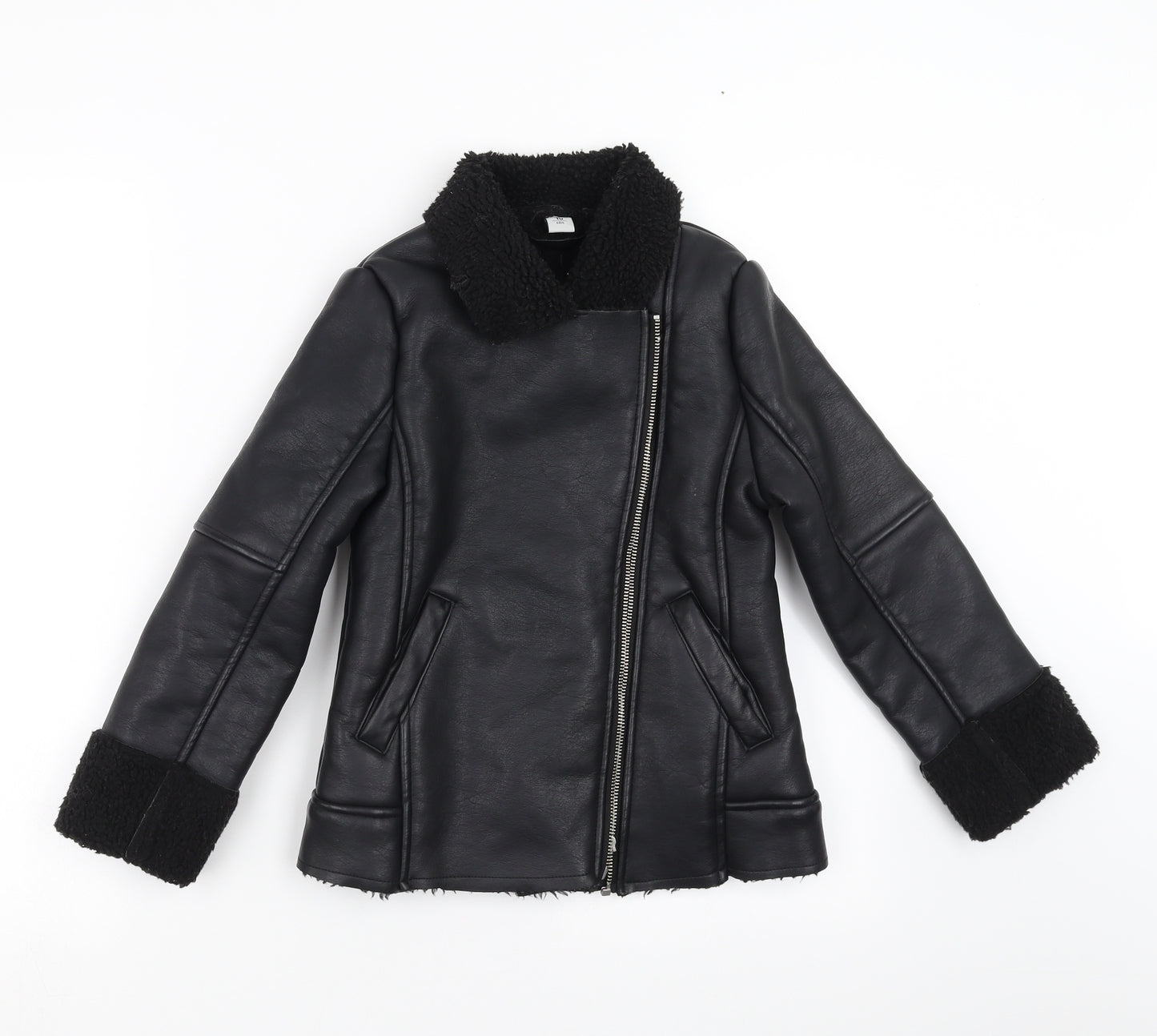Sainsburys  Girls Black   Jacket Coat Size 7-8 Years  - fleece lined