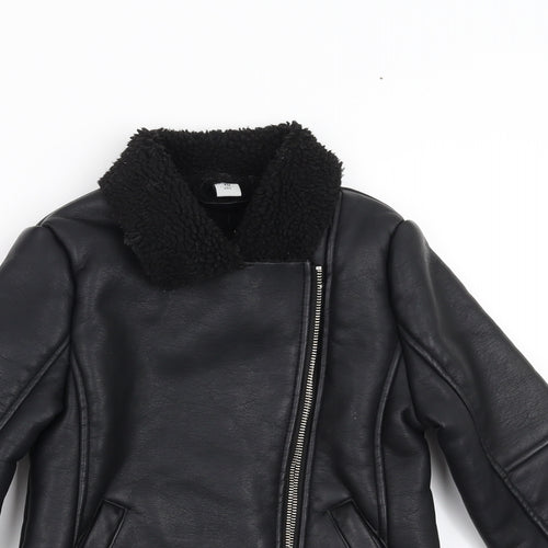 Sainsburys  Girls Black   Jacket Coat Size 7-8 Years  - fleece lined