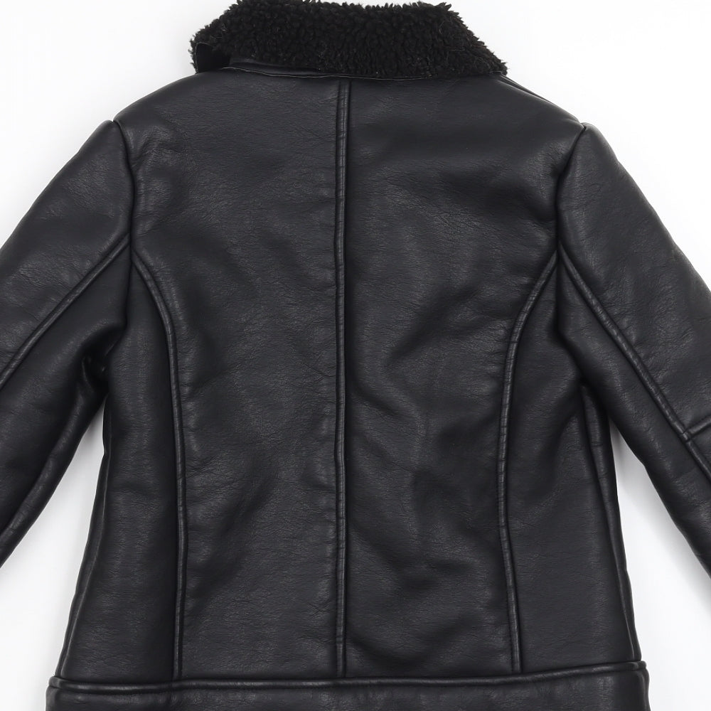 Sainsburys  Girls Black   Jacket Coat Size 7-8 Years  - fleece lined