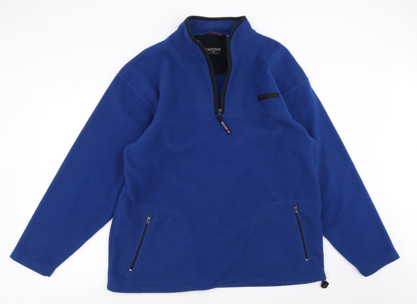 Active Mens Blue  Fleece Pullover Jumper Size L