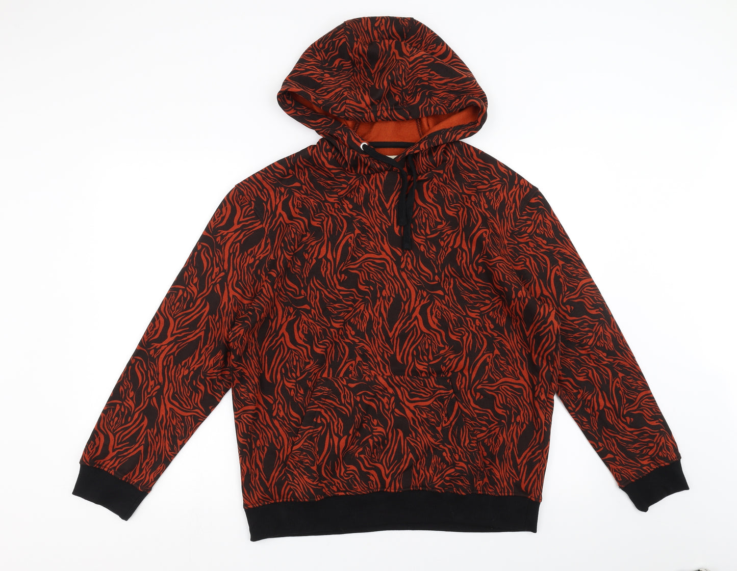 AM London Womens Orange Geometric  Pullover Hoodie Size 12