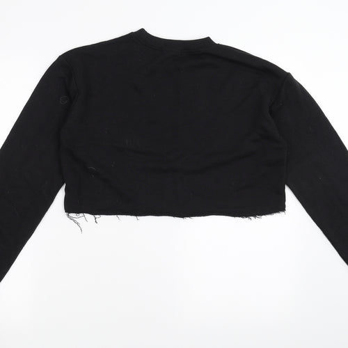Nasty Gal Womens Black   Pullover Sweatshirt Size 10  - cropped distressed hem