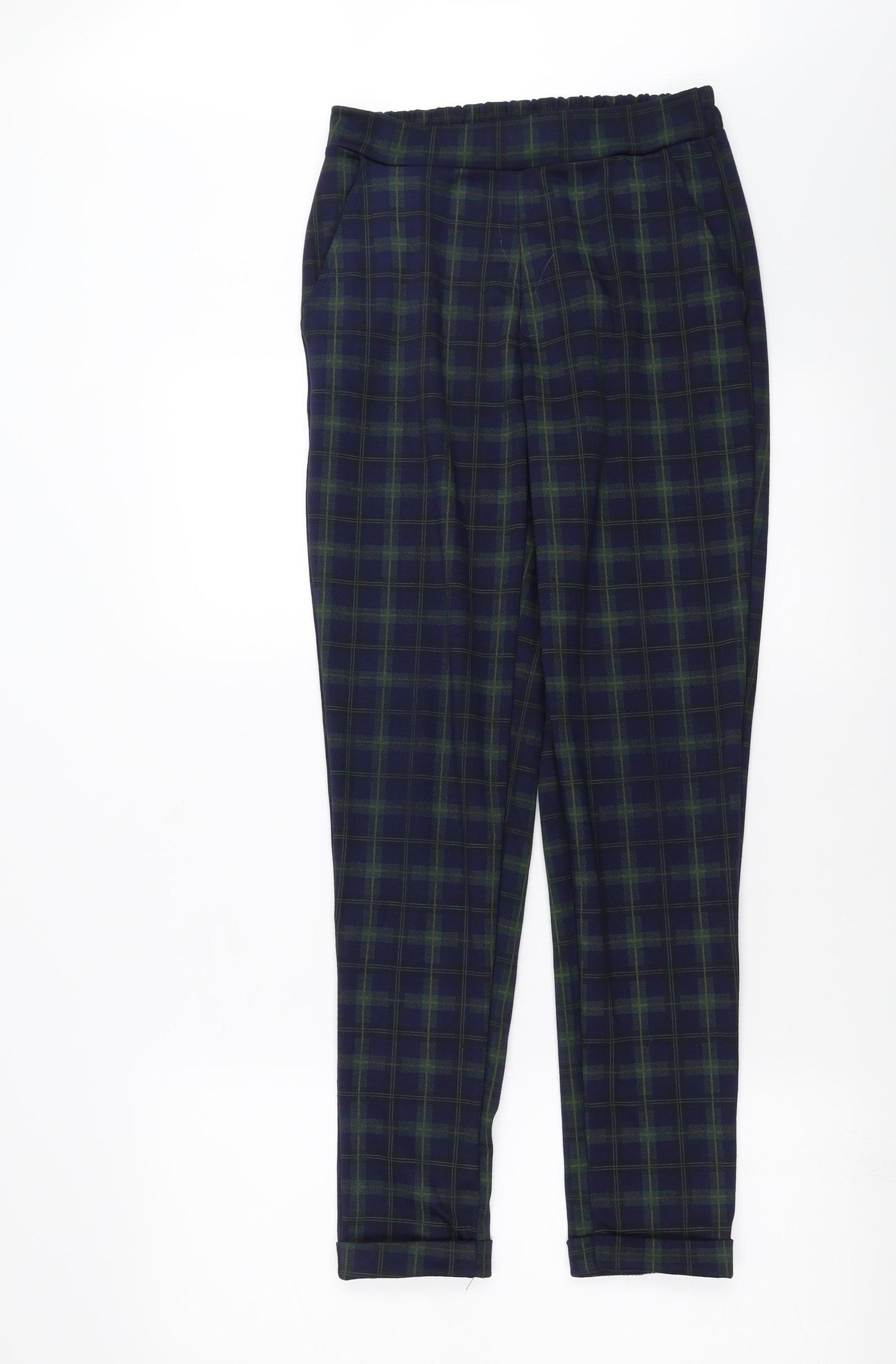 Primark Womens Black Plaid  Trousers  Size 8 L29 in