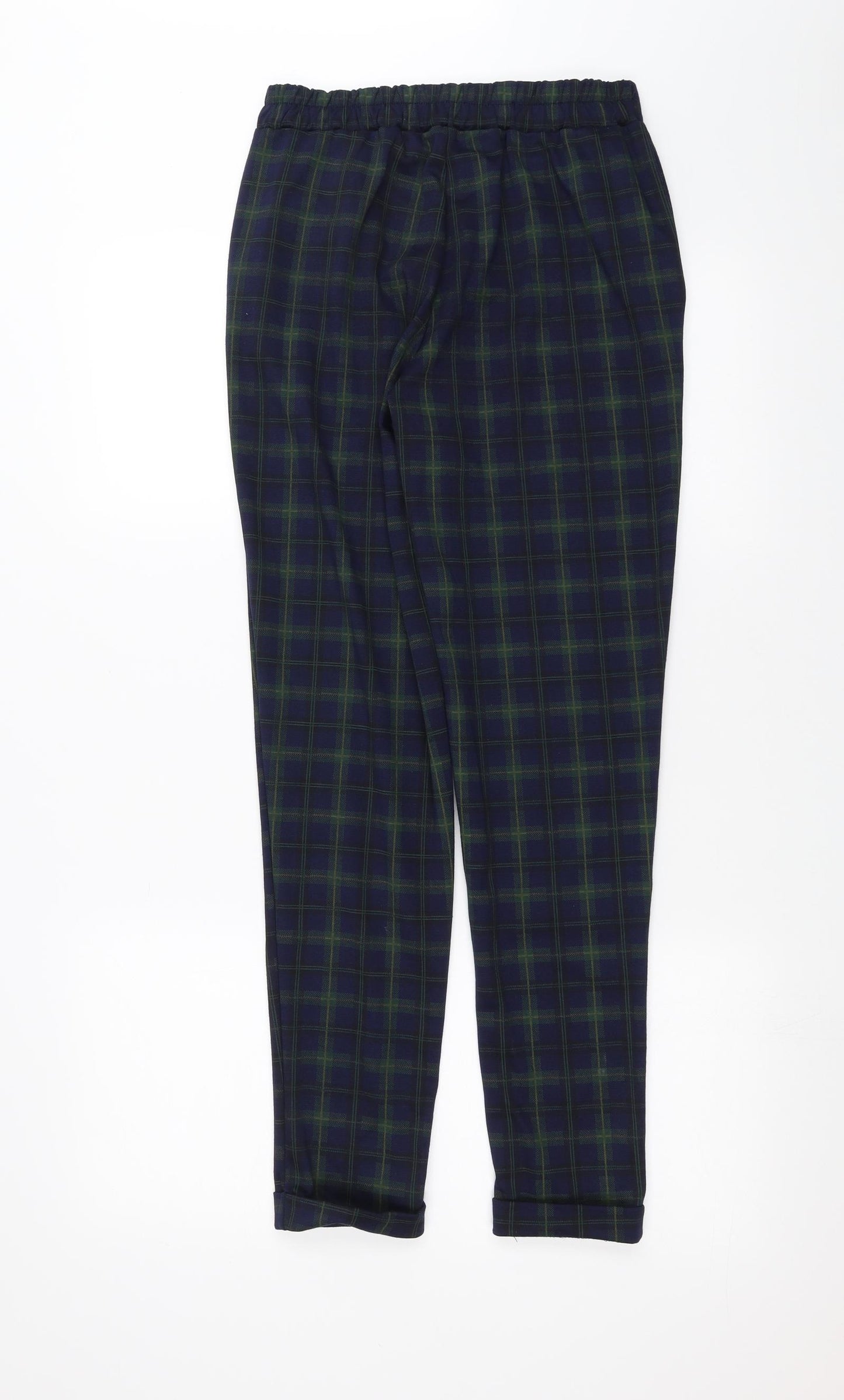 Primark Womens Black Plaid  Trousers  Size 8 L29 in
