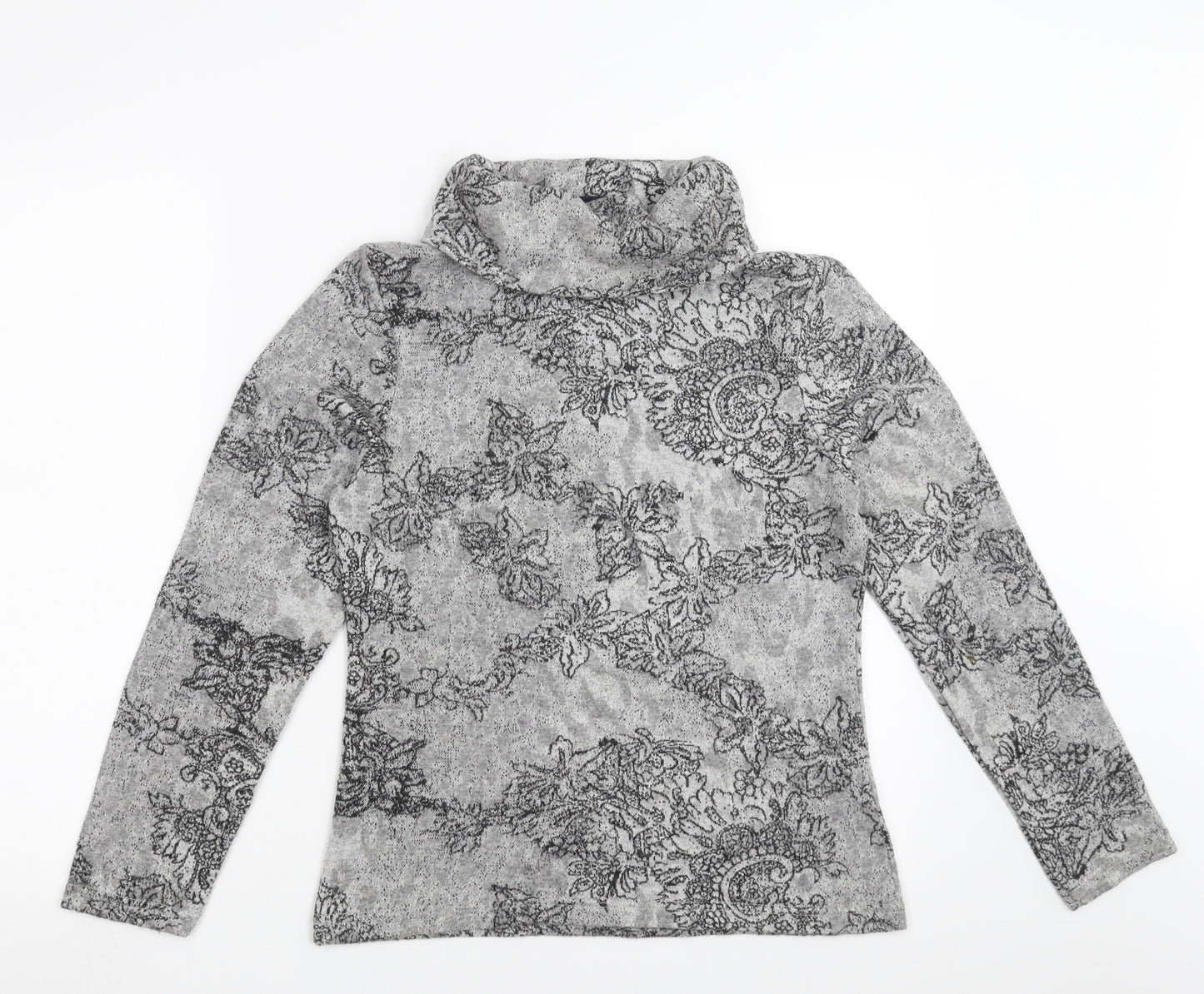 DASH Womens Grey Floral  Pullover Jumper Size 12