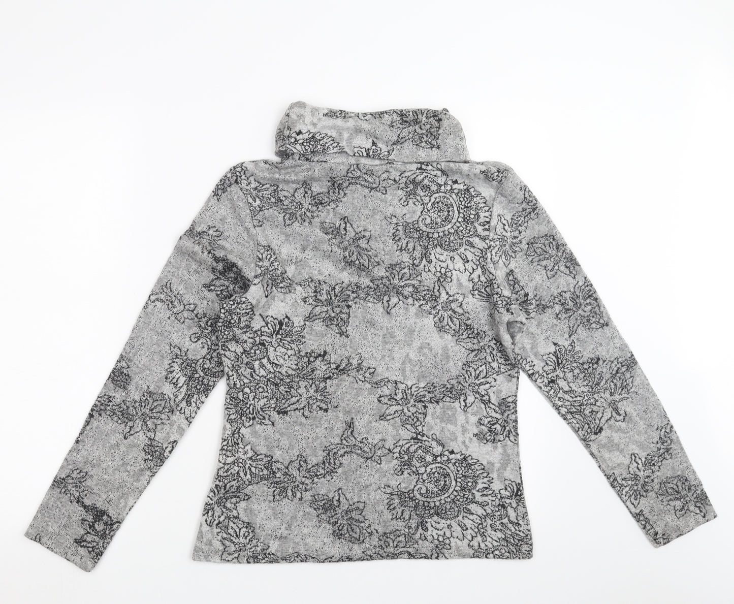 DASH Womens Grey Floral  Pullover Jumper Size 12