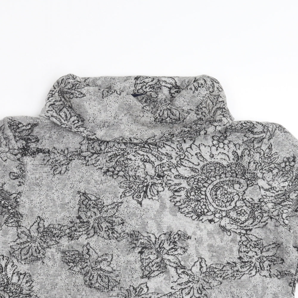 DASH Womens Grey Floral  Pullover Jumper Size 12