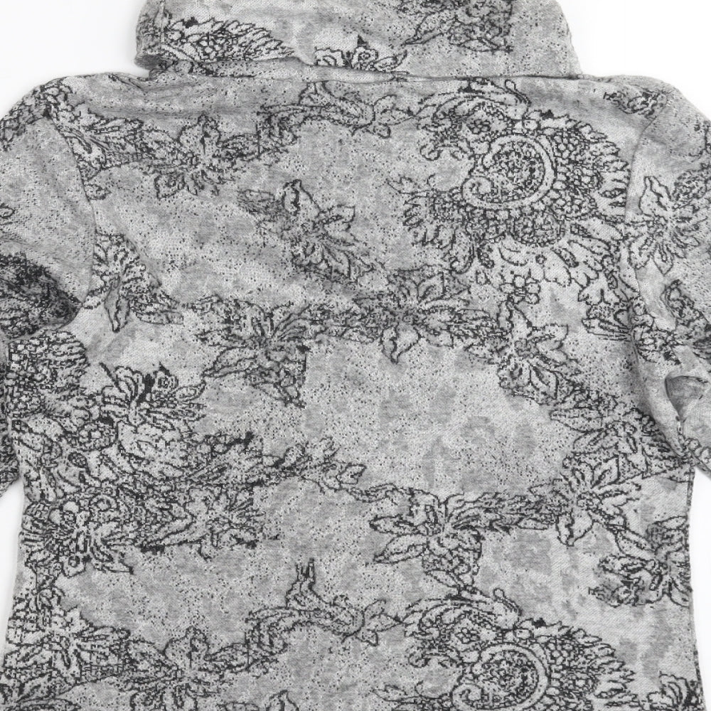 DASH Womens Grey Floral  Pullover Jumper Size 12
