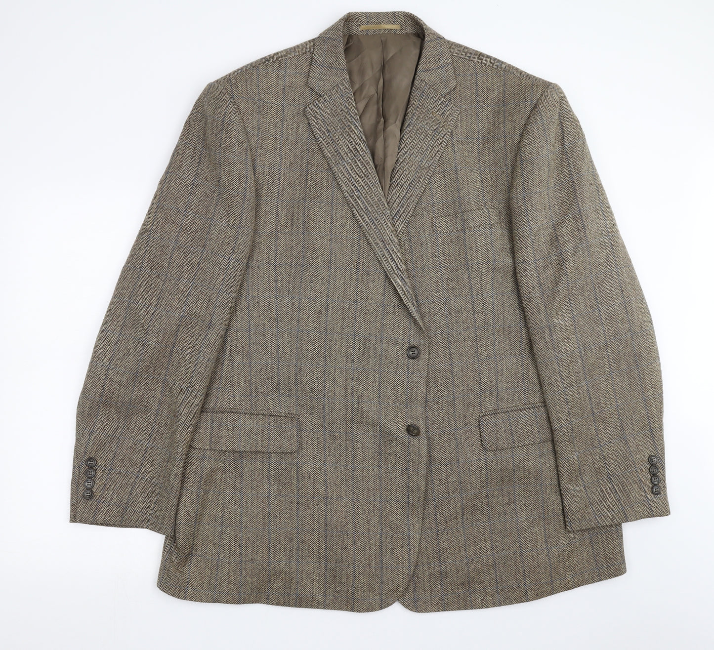 Brook Taverner Mens Brown Herringbone  Jacket Suit Jacket Size 50