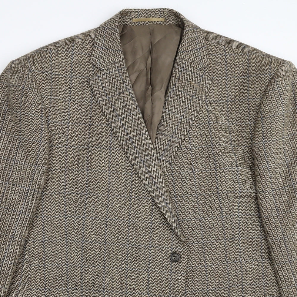 Brook Taverner Mens Brown Herringbone  Jacket Suit Jacket Size 50