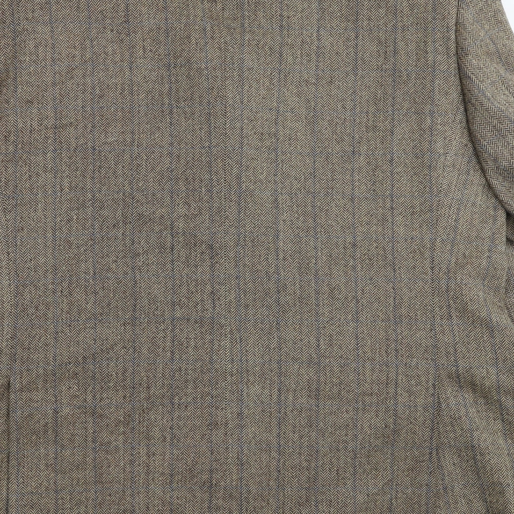 Brook Taverner Mens Brown Herringbone  Jacket Suit Jacket Size 50