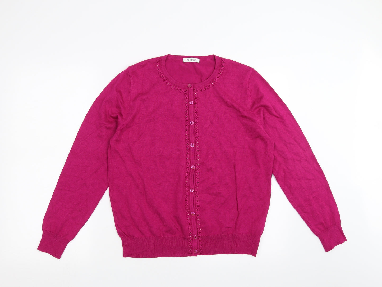 Marks and Spencer Womens Pink   Cardigan Jumper Size 14  - beaded