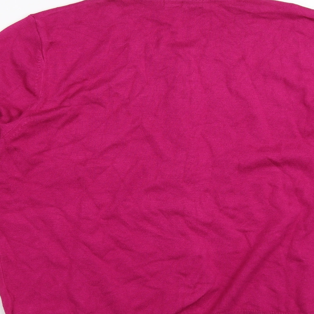 Marks and Spencer Womens Pink   Cardigan Jumper Size 14  - beaded