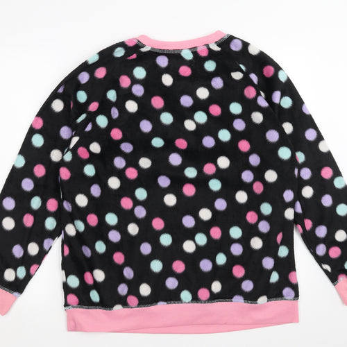 Studio Sleepwear Womens Black Polka Dot Fleece Top Pyjama Top Size 16