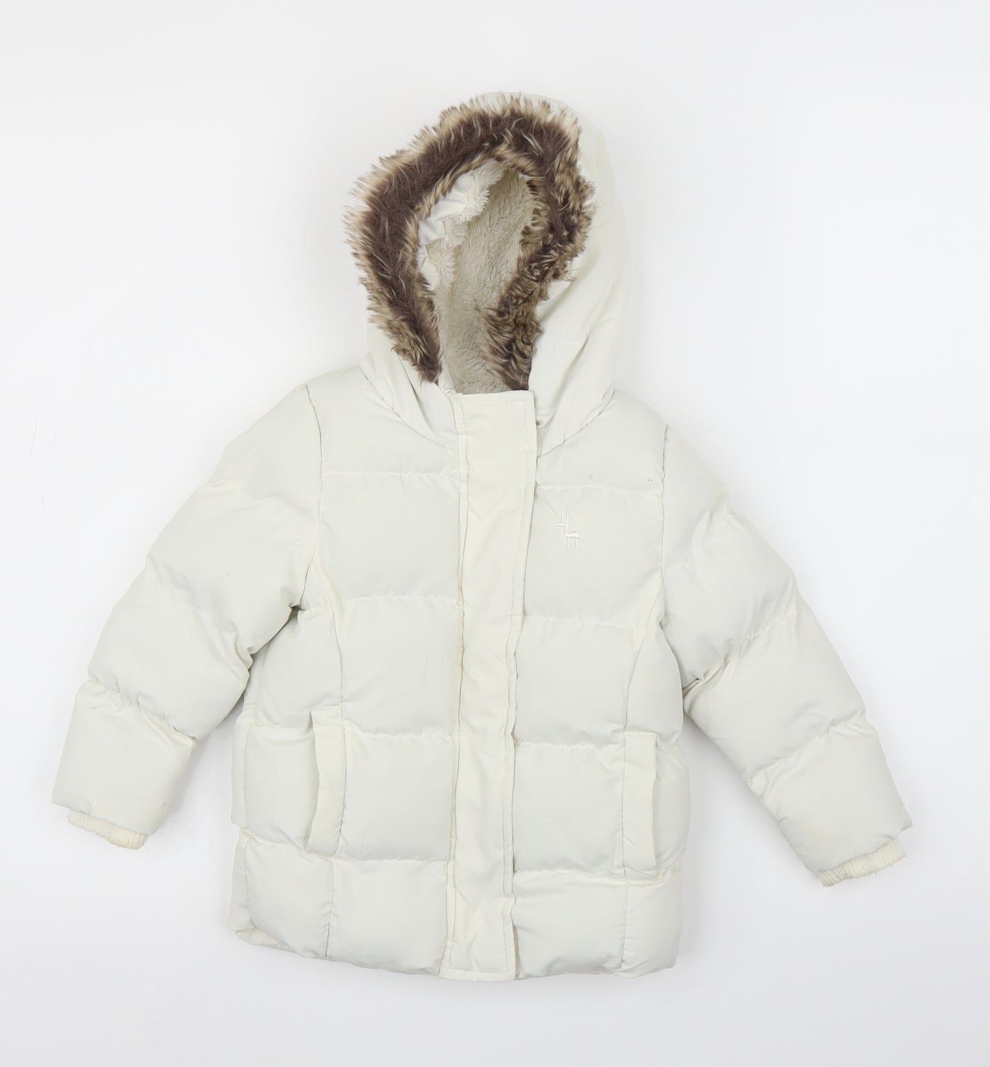 Young Dimension Girls White   Puffer Jacket Coat Size 18-24 Months