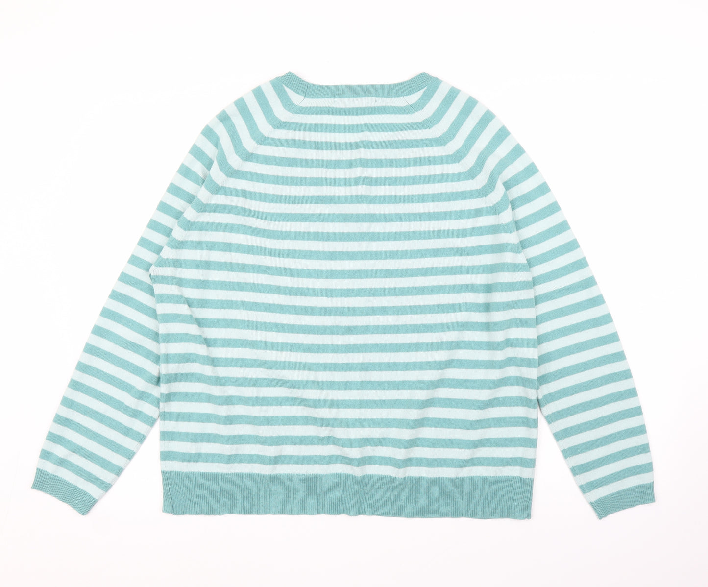 M&S Womens Green Striped  Pullover Jumper Size 18