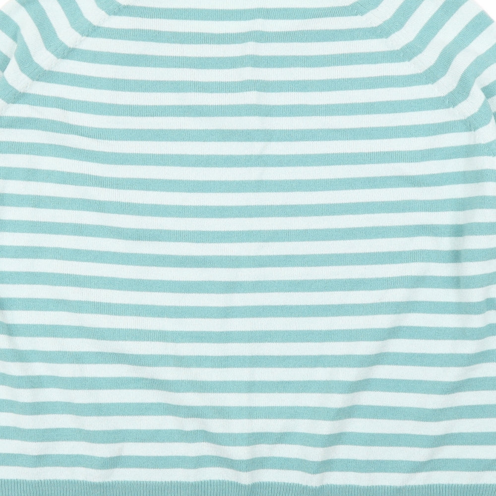 M&S Womens Green Striped  Pullover Jumper Size 18