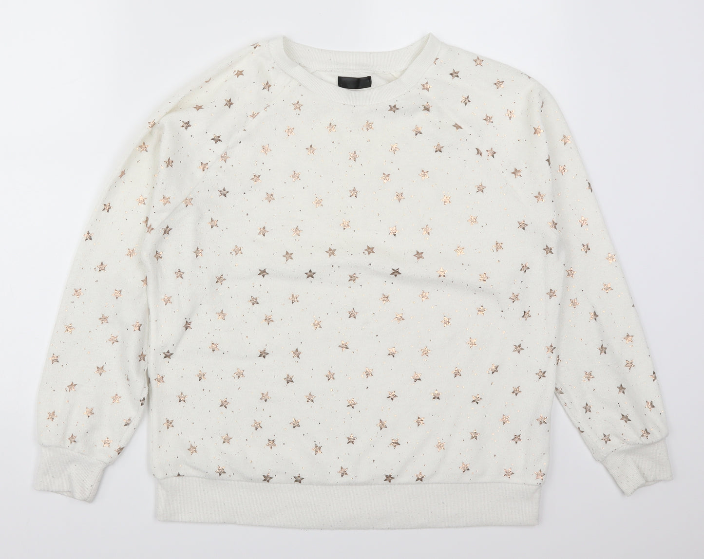 F&F Womens White Geometric  Top Pyjama Top Size S  - Stars