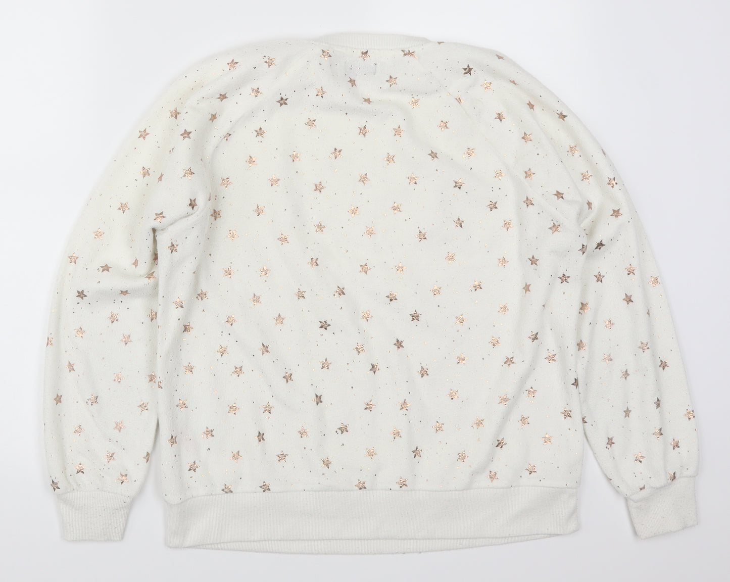 F&F Womens White Geometric  Top Pyjama Top Size S  - Stars