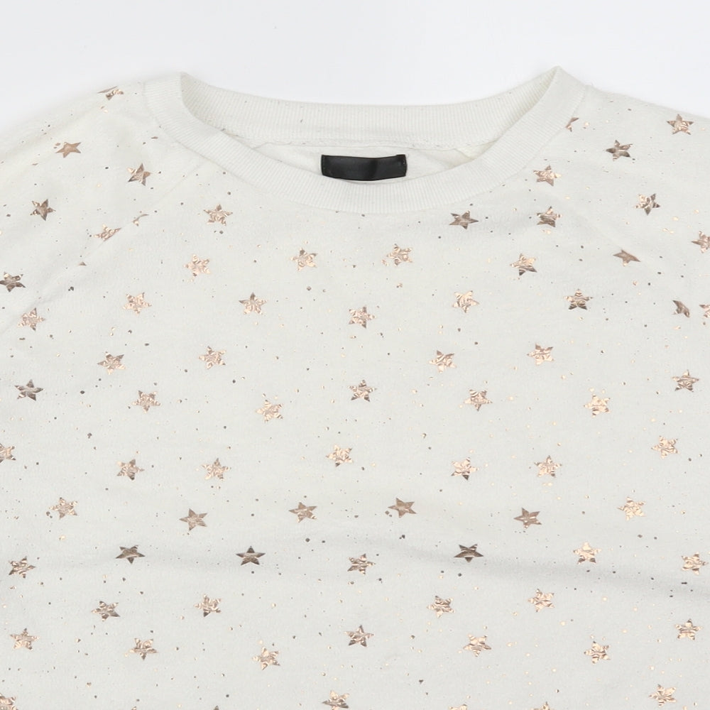 F&F Womens White Geometric  Top Pyjama Top Size S  - Stars