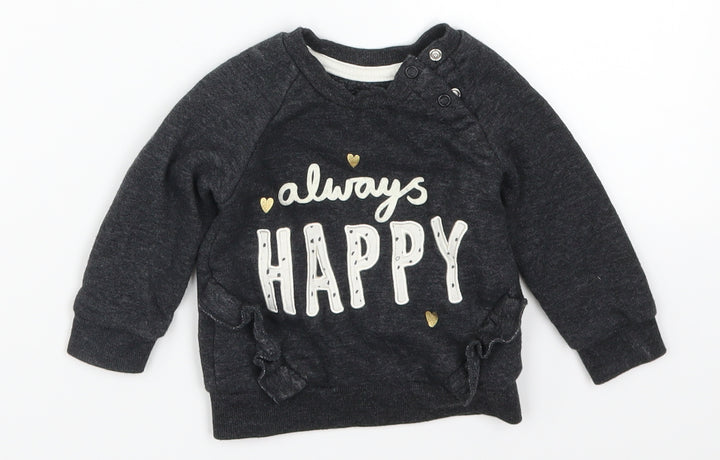 Primark Girls Grey Basic T-Shirt Size 6-9 Months - Always Happy