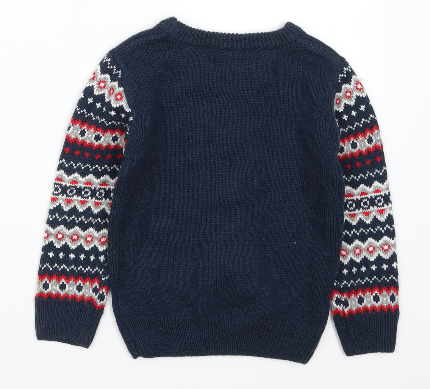 Matalan Boys Blue Geometric  Pullover Jumper Size 4 Years  - Christmas Elf