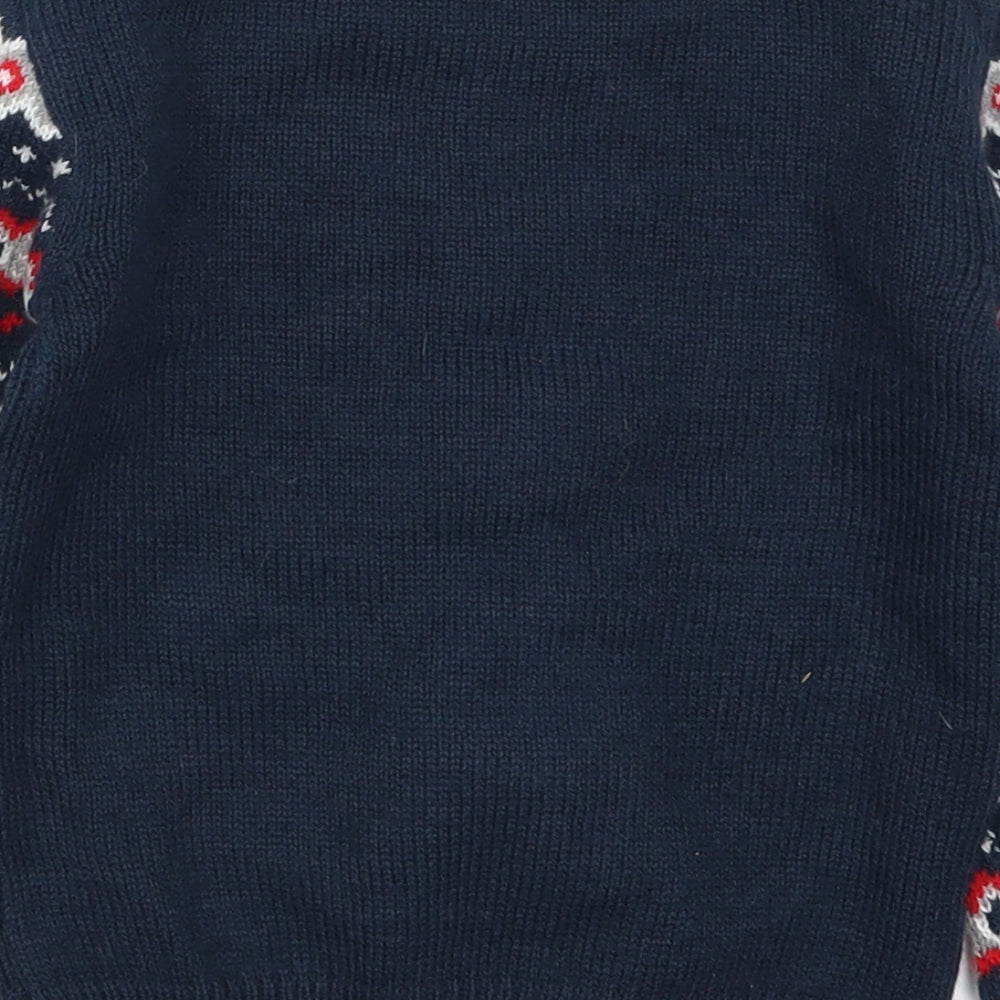 Matalan Boys Blue Geometric  Pullover Jumper Size 4 Years  - Christmas Elf