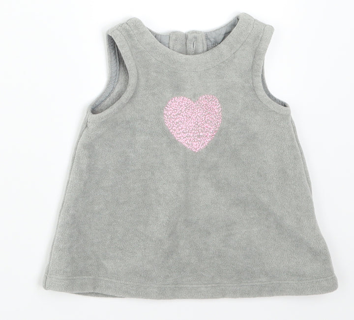 NEXT Girls Grey   Basic Tank Size 3-6 Months  - Heart