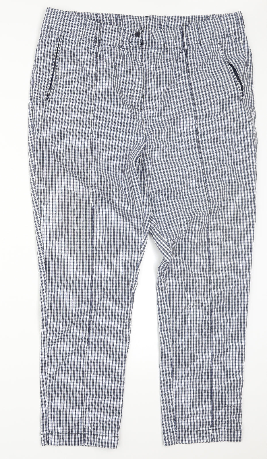 Cotton Traders Womens Blue Check  Trousers  Size 18 L28.5 in