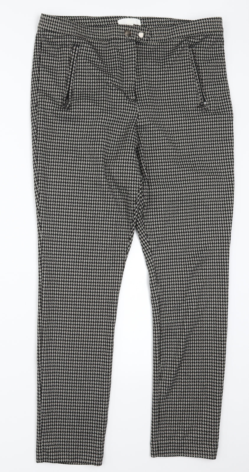 H&M Womens Grey Houndstooth  Trousers  Size 16 L28 in