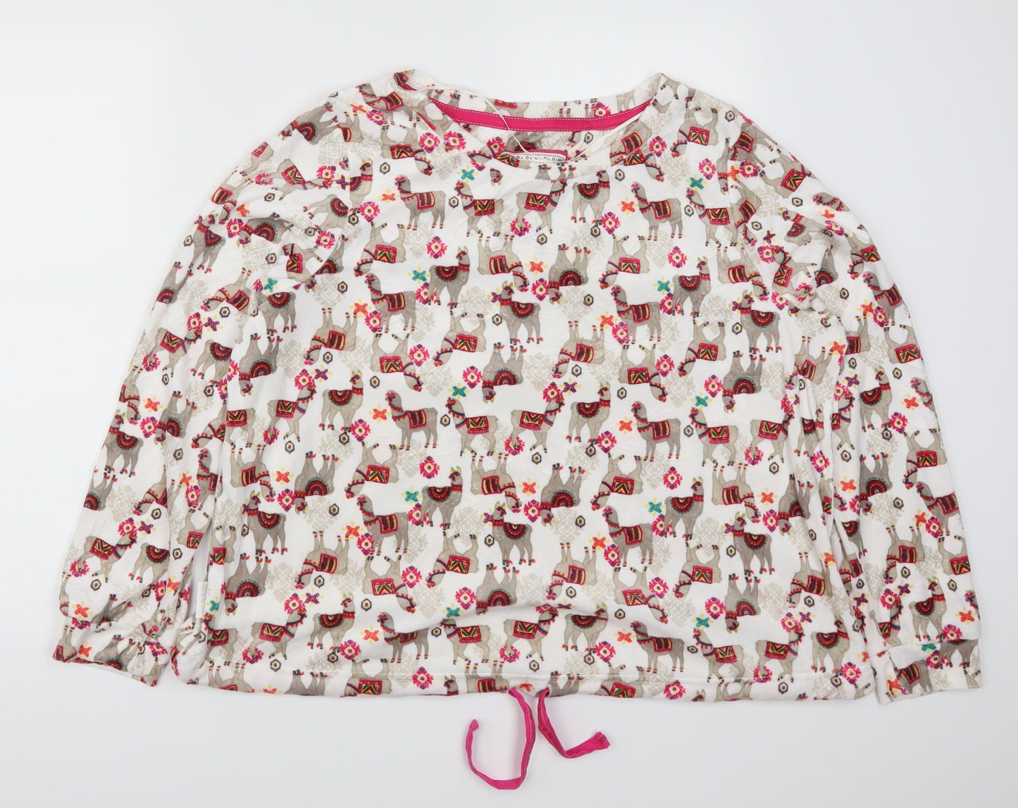 TU Womens White Solid  Top Pyjama Top Size 16  - Llamas