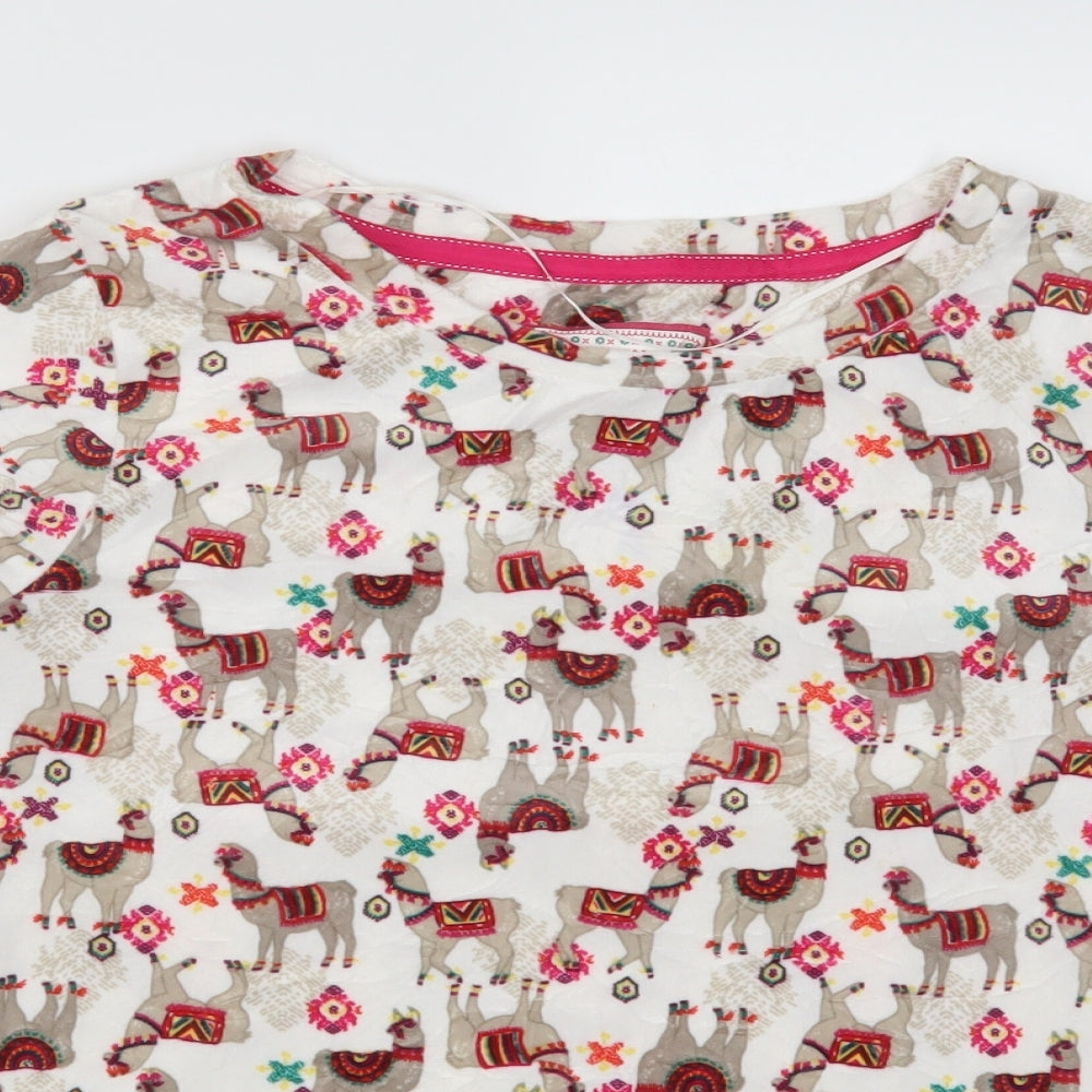 TU Womens White Solid  Top Pyjama Top Size 16  - Llamas