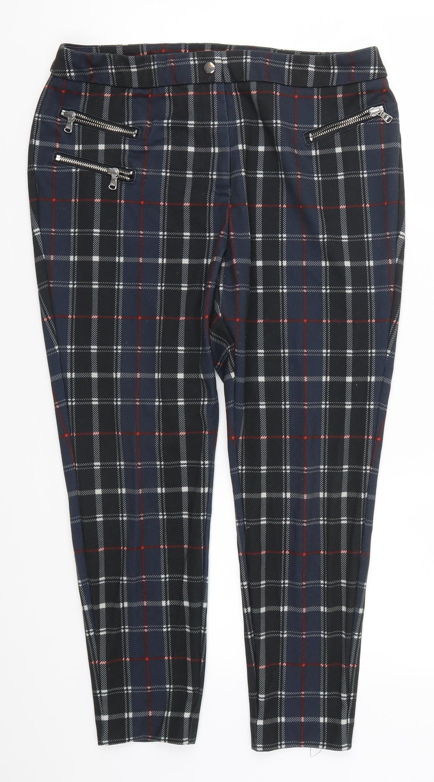 Marks and Spencer Womens Blue Check  Trousers  Size 14 L24 in