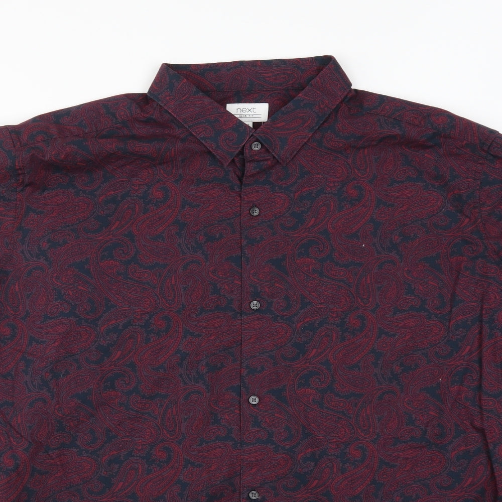 NEXT Mens Red Paisley   Button-Up Size 3XL