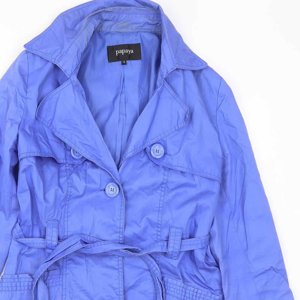 Papaya Womens Blue   Trench Coat Coat Size 12
