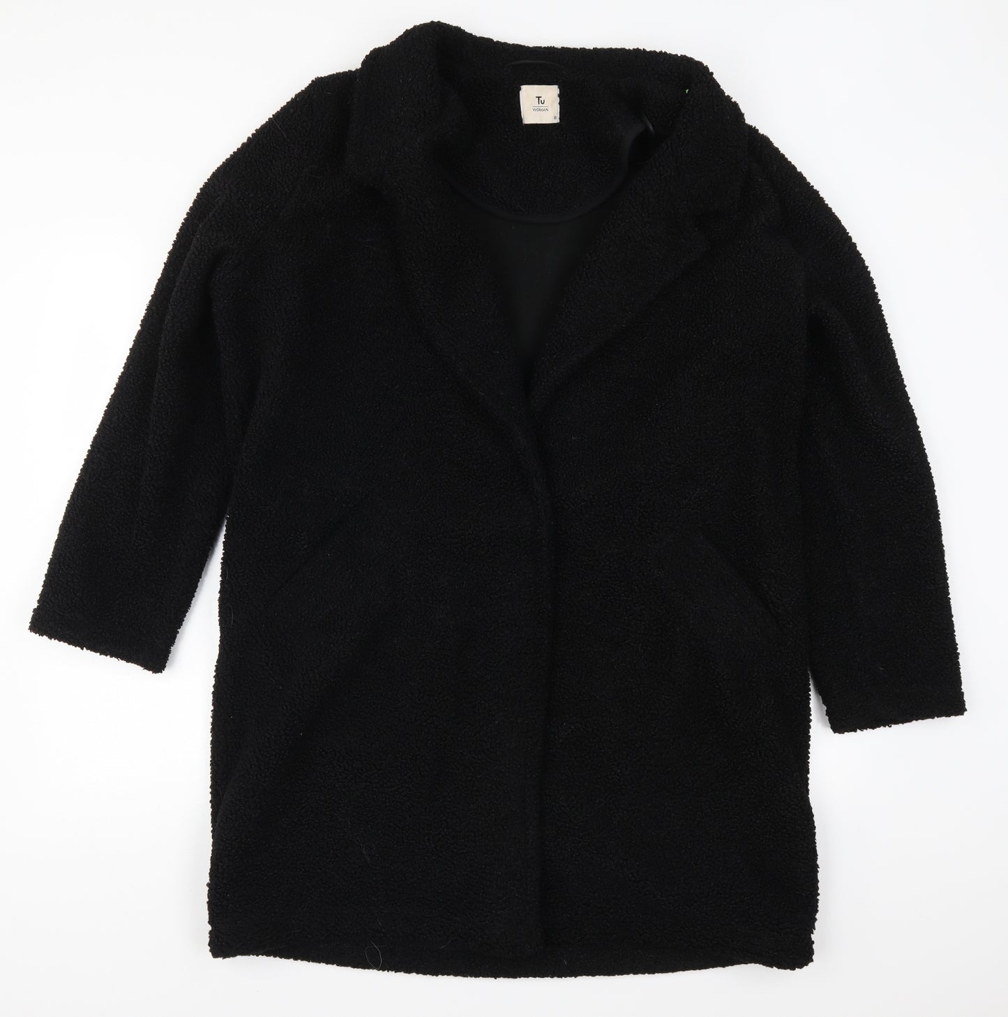TU Womens Black   Overcoat Coat Size 18