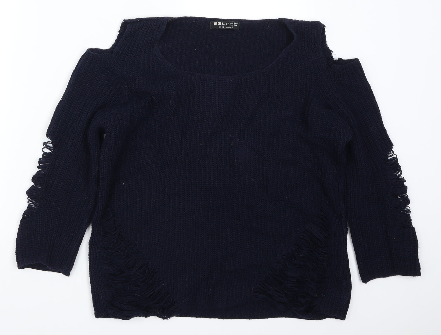 Select Womens Blue   Pullover Jumper Size 18  - Distressed Look