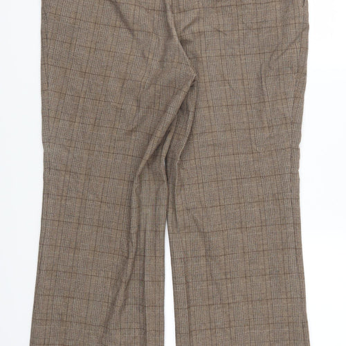 Marks and Spencer Womens Brown Check  Trousers  Size 16 L28.5 in