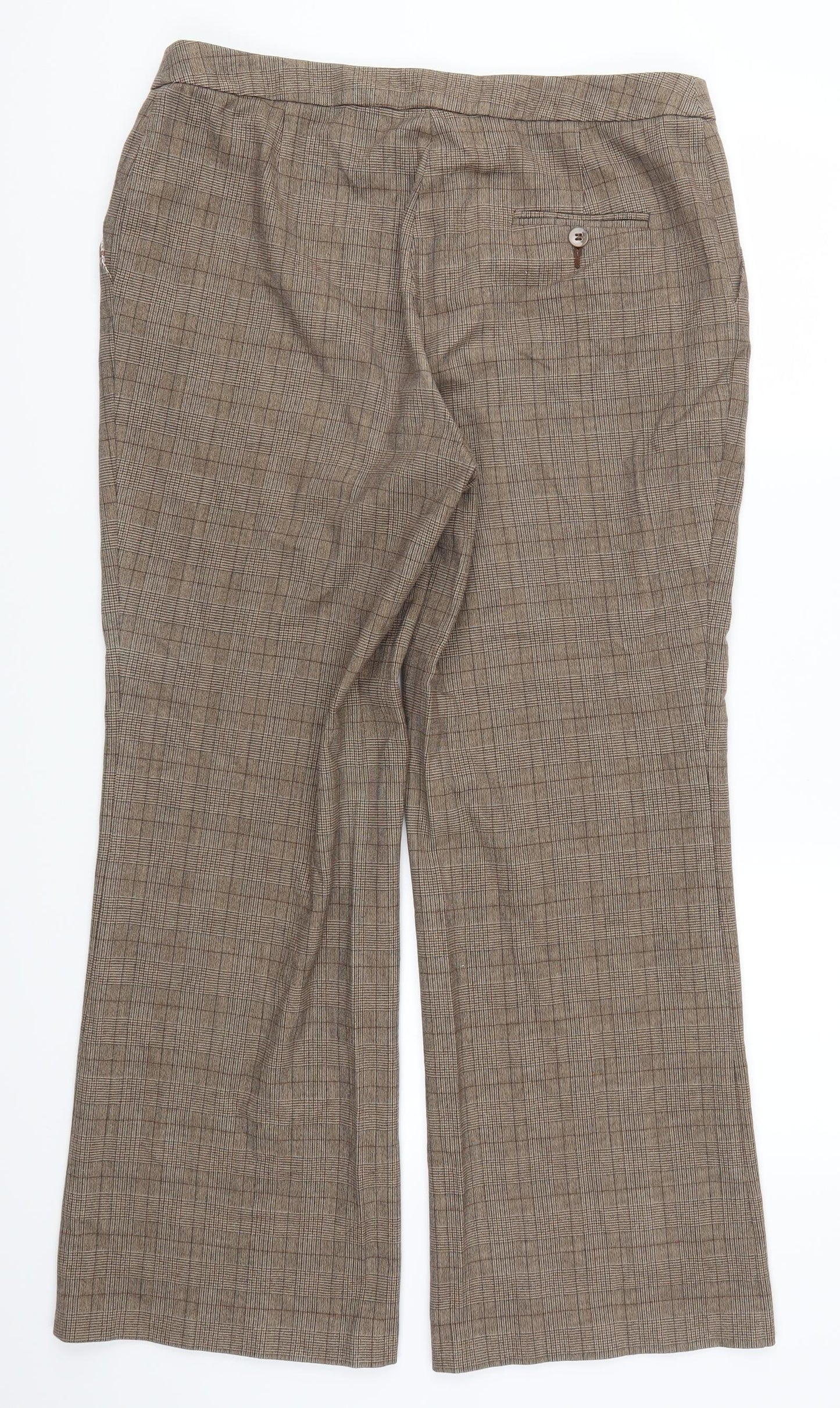 Marks and Spencer Womens Brown Check  Trousers  Size 16 L28.5 in