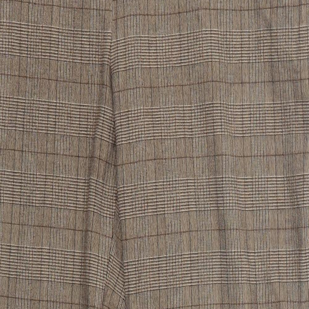 Marks and Spencer Womens Brown Check  Trousers  Size 16 L28.5 in