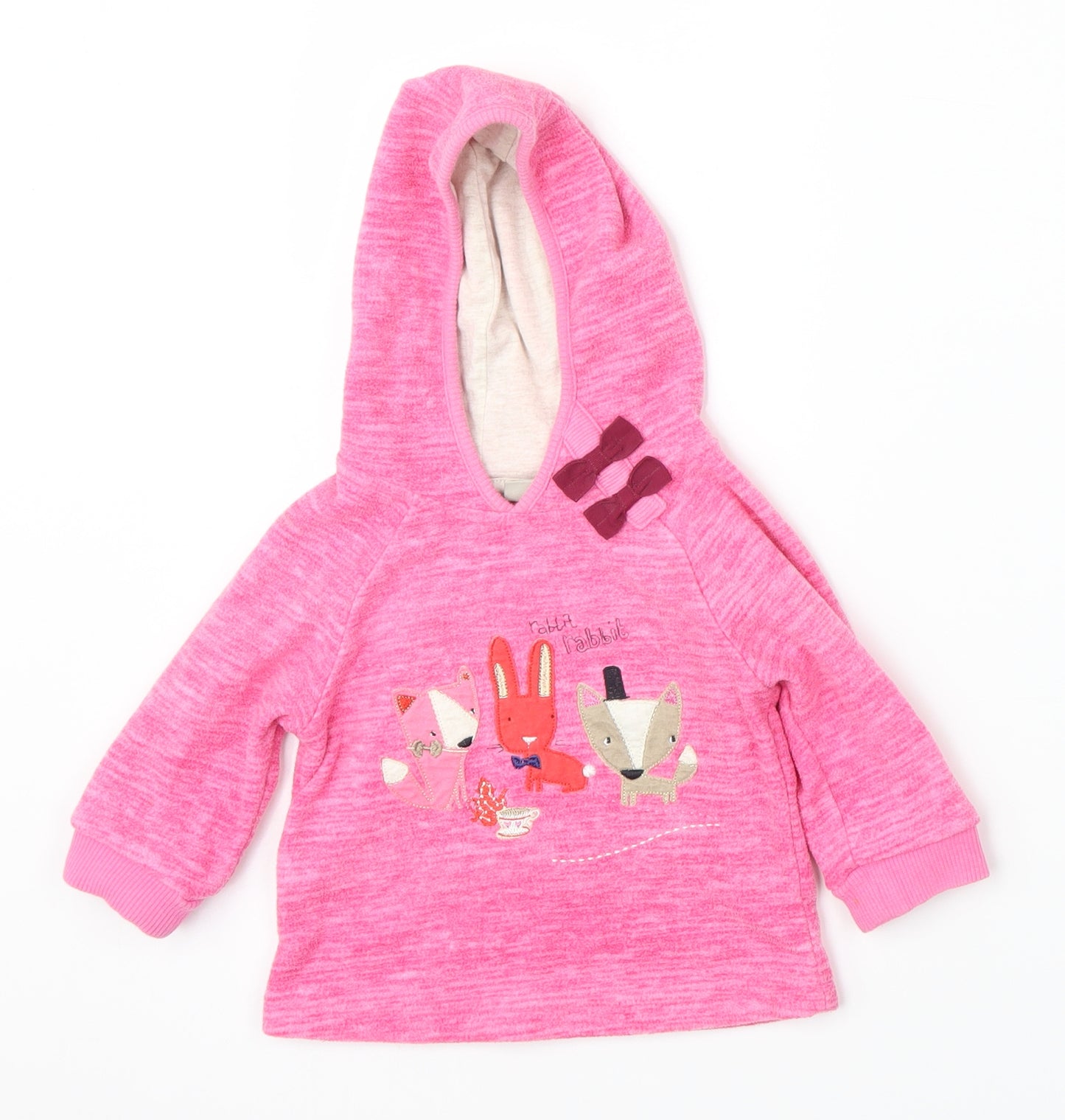 NEXT Girls Pink   Pullover Jumper Size 6-9 Months  - Rabbit Fox Dog