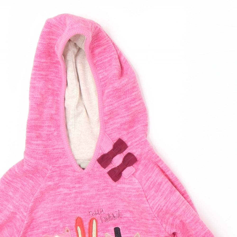 NEXT Girls Pink   Pullover Jumper Size 6-9 Months  - Rabbit Fox Dog