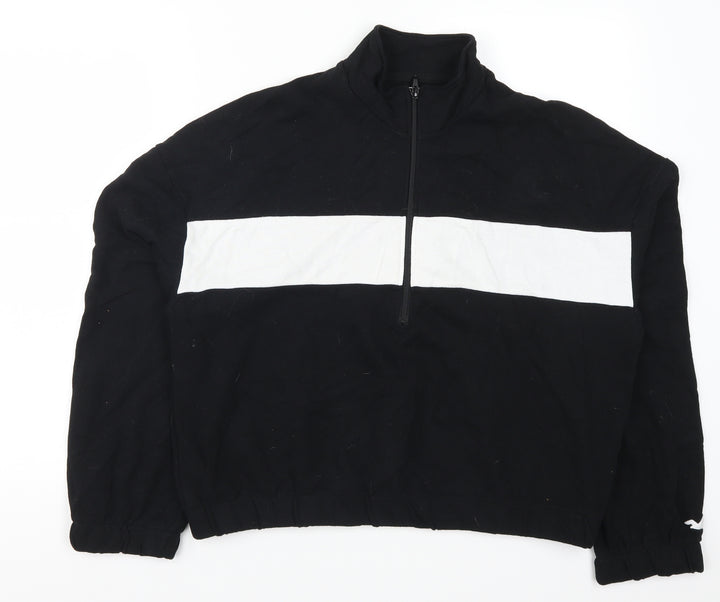 Hollister Womens Black Striped  Pullover Sweatshirt Size M